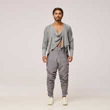 Load image into Gallery viewer, ZERØ London - Front view, alternate full length view mens zero waste grey jacket, designed &amp; made in London
