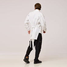Load image into Gallery viewer, ZERØ London - Back alternate view, full length, mens zero waste white shirt, designed &amp; made in London
