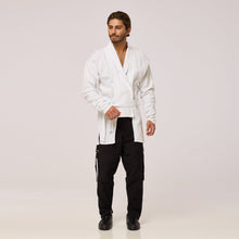 Load image into Gallery viewer, ZERØ London - Front alternate view, full length, mens zero waste white shirt, designed &amp; made in London
