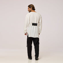 Load image into Gallery viewer,   ZERØ London - Back view, white long sleeve mens zero waste shirt designed &amp; made in London
