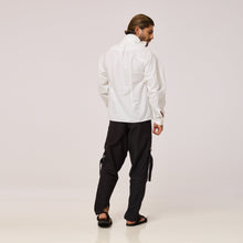 Load image into Gallery viewer, ZERØ London - Back full length view, white long sleeve mens zero waste shirt designed &amp; made in London
