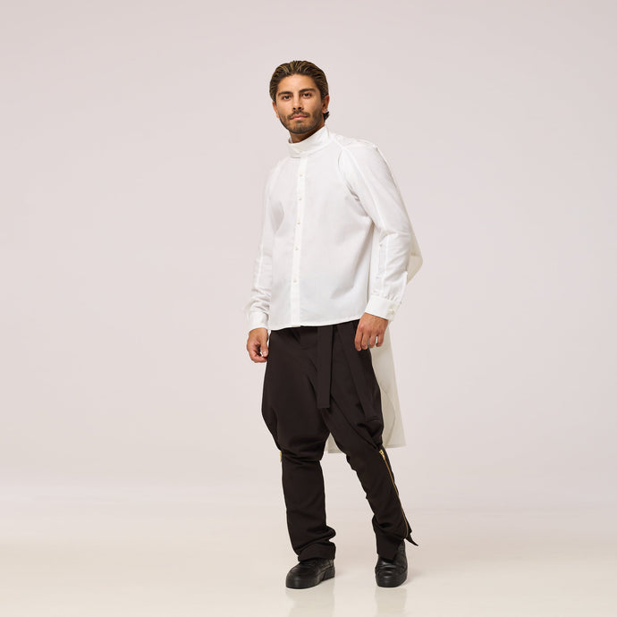 ZERØ London - Front view, mens zero waste shirt in white, designed & made in London