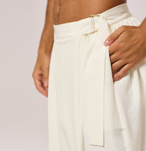 Load image into Gallery viewer, ZERØ London -  Close up, mens zero waste white trouser, designed &amp; made in London
