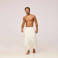 Load image into Gallery viewer, ZERØ London -  Front view, full length, mens zero waste white trouser, designed &amp; made in London
