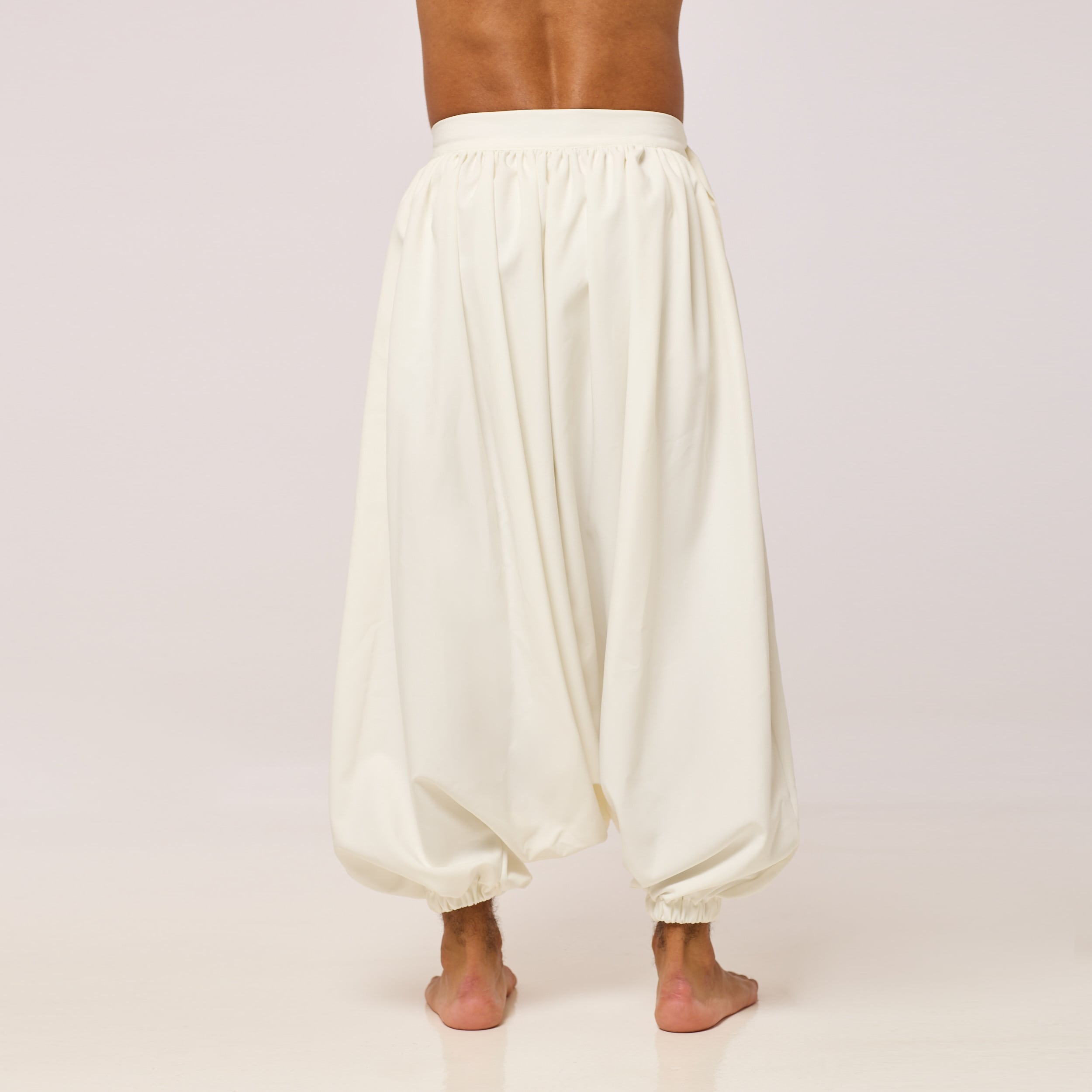 ZERØ London -  Back view, mens zero waste white trouser, designed & made in London