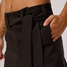 Load image into Gallery viewer, ZERØ London - Alt. close up. Mens zero waste tapered trouser with gold zips designed &amp; made in London
