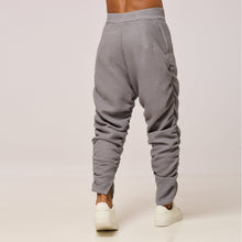 Load image into Gallery viewer, ZERØ London - Back close up view, mens zero waste grey trouser, designed &amp; made in London
