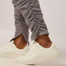 Load image into Gallery viewer, ZERØ London - Close up cuff view, mens zero waste grey trouser, designed &amp; made in London
