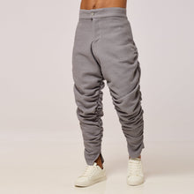 Load image into Gallery viewer, ZERØ London - Front close up view, mens zero waste grey trouser, designed &amp; made in London
