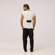 Load image into Gallery viewer,   ZERØ London - Back View, White mens zero waste vest designed &amp; made in London
