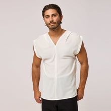 Load image into Gallery viewer,   ZERØ London - Front View, White mens zero waste vest designed &amp; made in London
