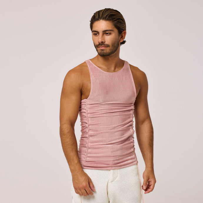 ZERØ London - Front view, Pink zero waste mens vest, zero waste fashion, designed & made in London