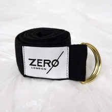 Load image into Gallery viewer, ZERØ London - Mens zero waste belt accessory in black with gold D-rings designed &amp; made in London
