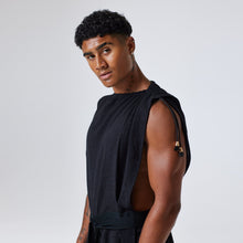 Load image into Gallery viewer, ZERØ London - Side view, Black zero waste mens Robe, zero waste fashion, designed &amp; made in London
