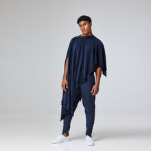 Load image into Gallery viewer, ZERØ London - Alt. Front view, Navy zero waste mens cloak, zero waste fashion, designed &amp; made in London
