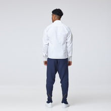 Load image into Gallery viewer, ZERØ London - Back view, White mens dress shirt, zero waste fashion, designed &amp; made in London
