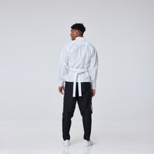 Load image into Gallery viewer, ZERØ London - Back view, mens luxury white dress shirt, zero waste fashion, designed &amp; made in London
