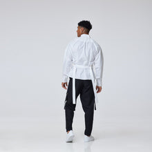Load image into Gallery viewer, ZERØ London - Alt. Back view, mens luxury white dress shirt, zero waste fashion, designed &amp; made in London
