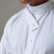 Load image into Gallery viewer, ZERØ London - Detail view, mens luxury white dress shirt, zero waste fashion, designed &amp; made in London
