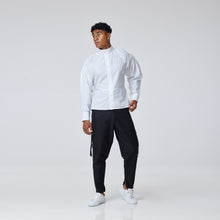 Load image into Gallery viewer, ZERØ London - Alt. Front view, mens luxury white dress shirt, zero waste fashion, designed &amp; made in London
