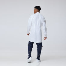 Load image into Gallery viewer, ZERØ London - Alt. Back view, mens luxury cotton drawstring navy shirt, zero waste fashion, designed &amp; made in London
