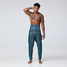 Load image into Gallery viewer, ZERØ London - Alt. Front view, Turquoise zero waste mens trouser, zero waste fashion, designed &amp; made in London
