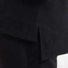 Load image into Gallery viewer, ZERØ London - Alt. close up, mens zero waste kimono vest with red belt and mens black trousers designed &amp; made in London
