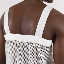 Load image into Gallery viewer, ZERØ London - Close up of back, White zero waste mens vest, zero waste fashion, designed &amp; made in London
